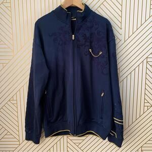 Vintage Y2K Sean John Velvet paisley and gold stitching Bomber jacket zip up XL